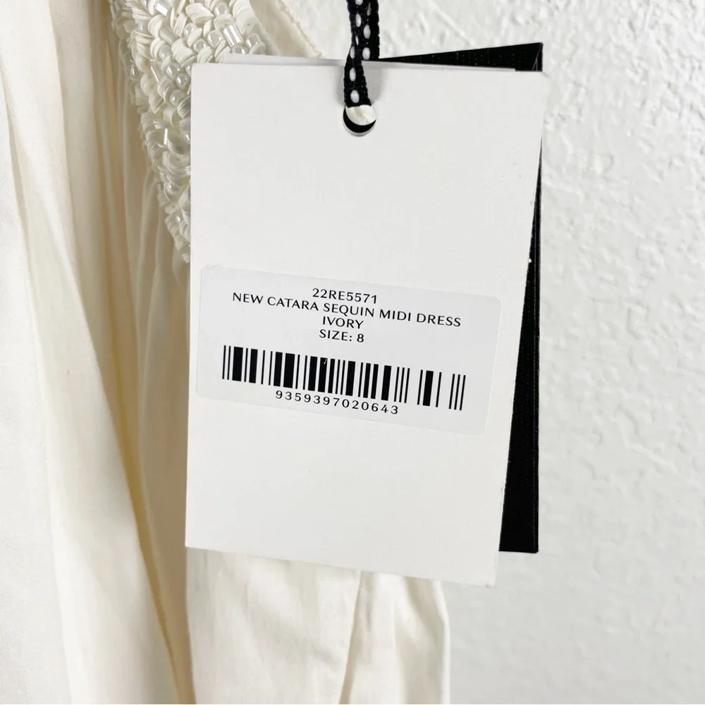 Aje Catara Sequin Cut Out Midi Dress White Small - Picture 10 of 10